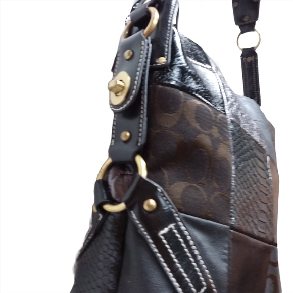 ☆☆SOLD☆☆Coach Brown Patchwork Leather Shoulder Bag - Picture 8 of 15
